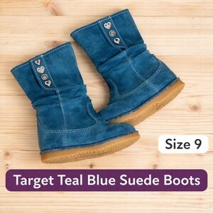 Target Teal Blue Suede Boot. Excellent Condition. Size 9